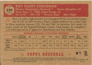 2006 Topps '52 Rookies #229 Roy Corcoran Back