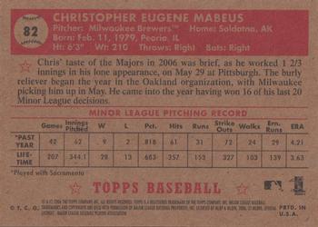 2006 Topps '52 Rookies #82 Chris Mabeus Back