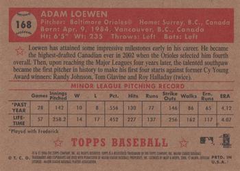 2006 Topps '52 Rookies #168 Adam Loewen Back