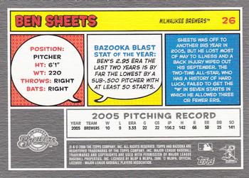 2006 Bazooka #26 Ben Sheets Back