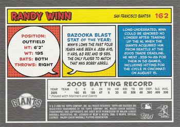 2006 Bazooka #162 Randy Winn Back