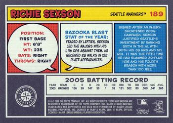 2006 Bazooka #189 Richie Sexson Back