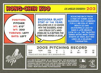2006 Bazooka #203 Hong-Chih Kuo Back