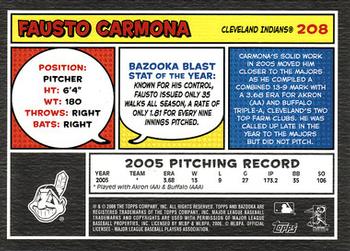 2006 Bazooka #208 Fausto Carmona Back