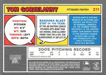2006 Bazooka #211 Tom Gorzelanny Back