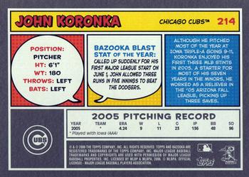 2006 Bazooka #214 John Koronka Back