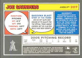 2006 Bazooka #207 Joe Saunders Back