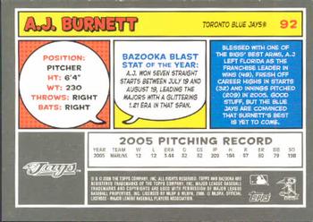 2006 Bazooka #92 A.J. Burnett Back