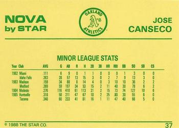 1988-89 Star Nova #37 Jose Canseco Back