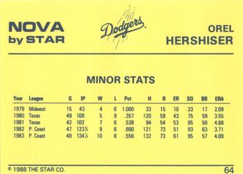 1988-89 Star Nova #64 Orel Hershiser Back
