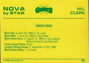 1988-89 Star Nova #98 Will Clark Back
