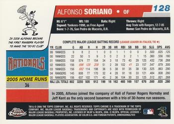 2006 Topps Chrome #128 Alfonso Soriano Back