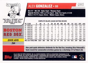 2006 Topps Updates & Highlights #UH5 Alex Gonzalez Back