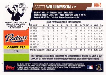 2006 Topps Updates & Highlights #UH45 Scott Williamson Back