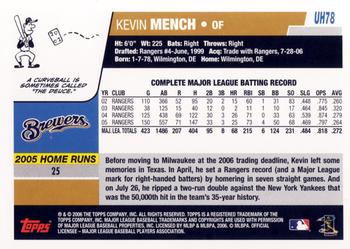 2006 Topps Updates & Highlights #UH78 Kevin Mench Back