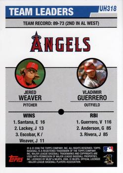 2006 Topps Updates & Highlights #UH318 Angels Team Leaders (Jered Weaver / Vladimir Guerrero) Back
