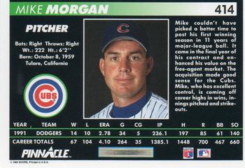 1992 Pinnacle #414 Mike Morgan Back