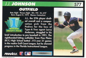 1992 Pinnacle #577 J.J. Johnson Back