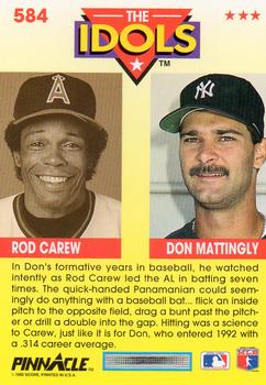 1992 Pinnacle #584 Don Mattingly / Rod Carew Back