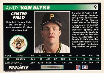 1992 Pinnacle #9 Andy Van Slyke Back