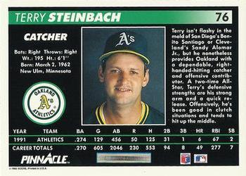1992 Pinnacle #76 Terry Steinbach Back