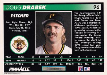 1992 Pinnacle #96 Doug Drabek Back
