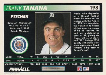1992 Pinnacle #198 Frank Tanana Back