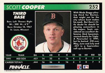 1992 Pinnacle #252 Scott Cooper Back
