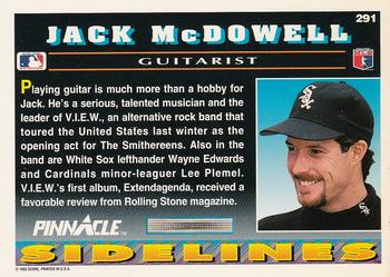 1992 Pinnacle #291 Jack McDowell Back