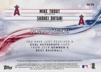 2018 Bowman's Best - Dual Autographs Atomic #DA-TO Mike Trout / Shohei Ohtani Back