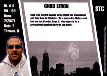2008 Charlotte Knights #NNO Chad Efron Back