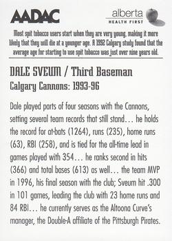 2002 AADAC Calgary Cannons All-Time Cannons #NNO Dale Sveum Back
