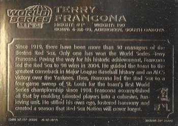 2005 Danbury Mint Red Sox 22k 2004 World Series Champions #NNO Terry Francona Back