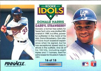 1992 Pinnacle - Rookie Idols #16 Don Harris / Darryl Strawberry Back