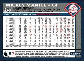 2006 Topps - The Mantle Collection #MM2003 Mickey Mantle Back