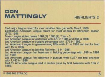 1988 Star Platinum #6 Don Mattingly Back