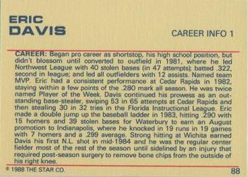 1988 Star Platinum #88 Eric Davis Back
