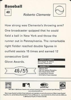 2005 Leaf - Sportscasters 55 Red Batting-Bat #40 Roberto Clemente Back