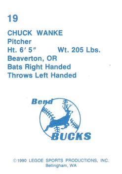 1990 Legoe Bend Bucks #19 Chuck Wanke Back
