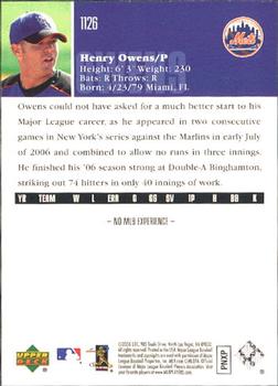 2006 Upper Deck #1126 Henry Owens Back
