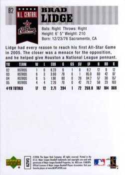 2006 Upper Deck First Pitch #82 Brad Lidge Back