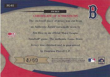 2005 Leaf Certified Materials - Fabric of the Game #FG-61 Jim Rice Back