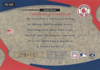 2005 Leaf Certified Materials - Fabric of the Game #FG-125 Wade Boggs Back