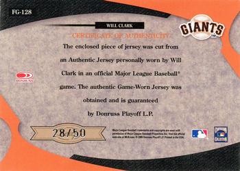 2005 Leaf Certified Materials - Fabric of the Game #FG-128 Will Clark Back