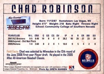 2010 Grandstand Helena Brewers #NNO Chad Robinson Back