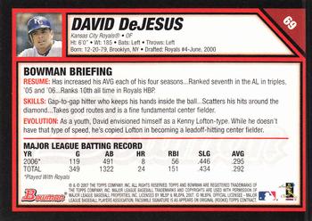 2007 Bowman #69 David DeJesus Back