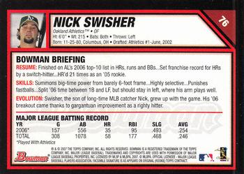 2007 Bowman #76 Nick Swisher Back