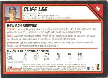 2007 Bowman #86 Cliff Lee Back