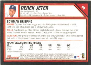 2007 Bowman #90 Derek Jeter Back