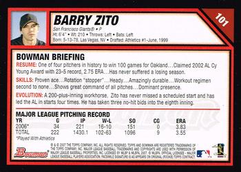 2007 Bowman #101 Barry Zito Back